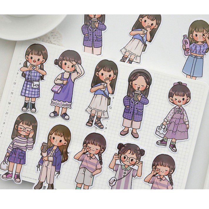 Bộ Sticker hình cô gái/ chàng trai cá tính dán trang trí sổ VPPTUEMINH, điện thoại nhiều mẫu