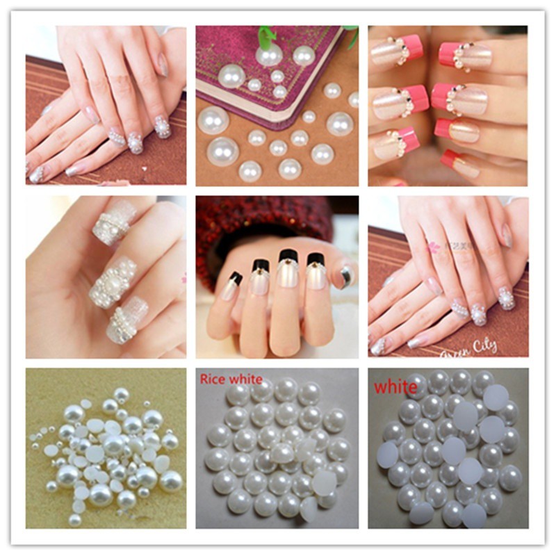 Hạt ngọc trai giả 2mm-24mm màu trắng và ngà dùng trang trí điện thoại