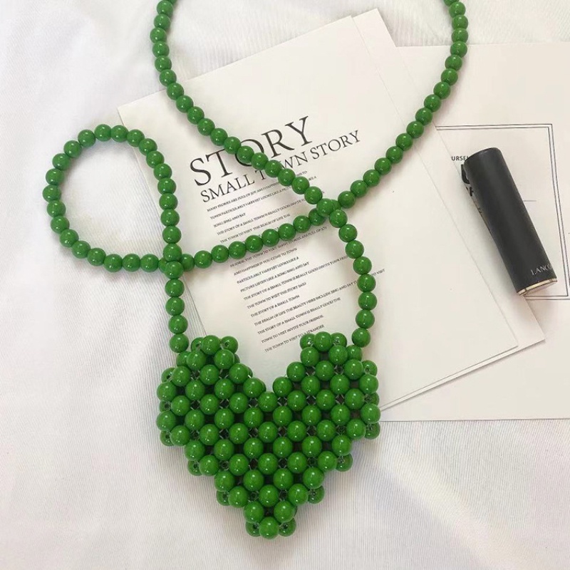 Túi đeo chéo IELGY thiết kế hình trái tim dệt kim DIY mini đựng son môi tiện lợi