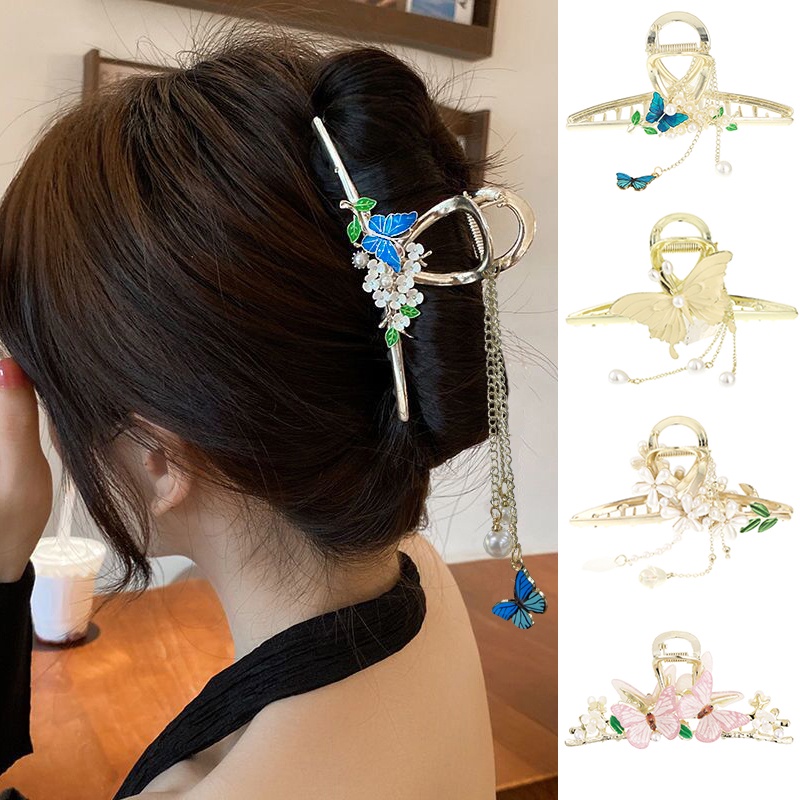 Kẹp tóc ngọc trai HAIMEIKANG bằng kim loại lớn thời trang
