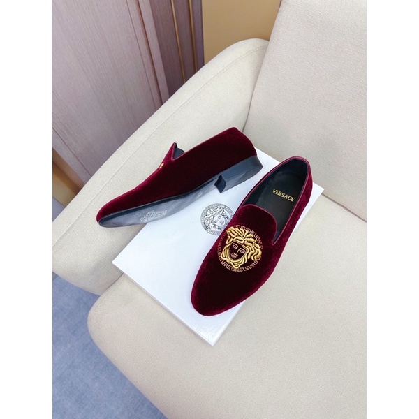 Giày tây lười nam da thật cao cấp lớp ngoài nhung sang trọng thương hiệu Versace cao cấp