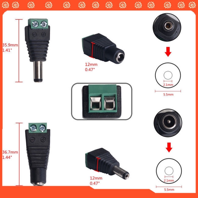 10Pcs Male Female DC Power Plug Jack Adapter Wire Connector for CCTV | BigBuy360 - bigbuy360.vn