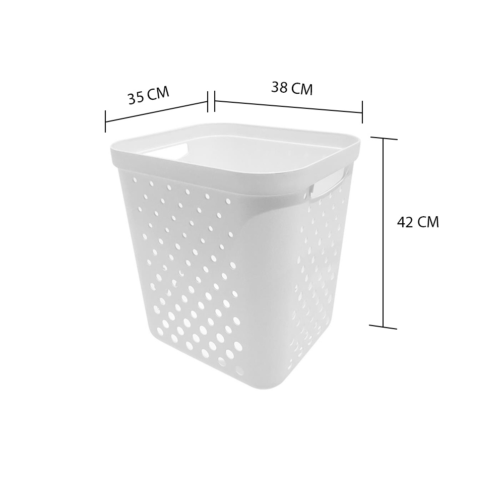 HomeBase STACKO Giỏ đựng đồ giặt bằng nhựa cỡ M thiết kế đơn giản Thái Lan W38xH42,5xD35 màu trắng