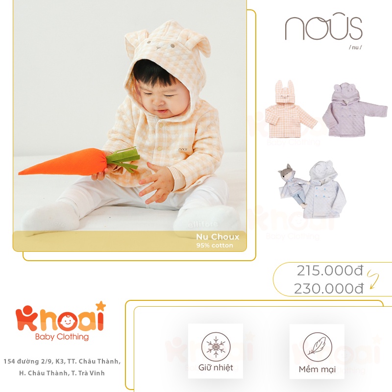 Tổng hợp áo khoác jacket Nous cho bé (3M - 24M) - Chất liệu Nu Choux 95% cotton thiên nhiên