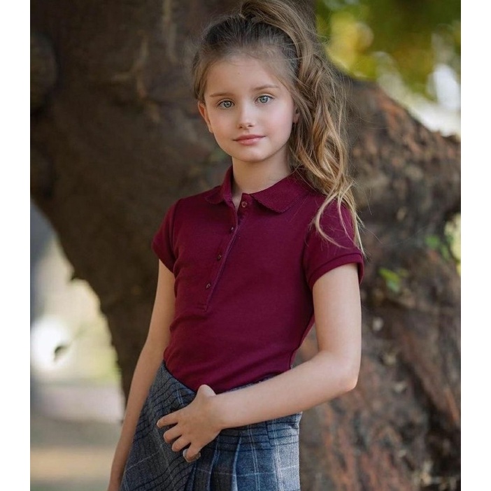 Áo Hè Polo Bé Gái Basic Cotton Dày