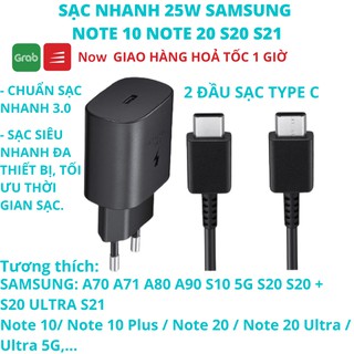 Bộ sạc nhanh Samsung 25W chính hãng 100% Cho Note 10 Note 20, tiết kiệm thời gian sạc, bảo vệ máy và pin