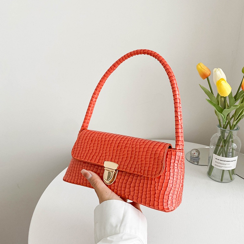 IELGY Túi Đeo Vai Có Khóa Họa Tiết Đá Phong Cách Hàn Quốc Cho Nữ