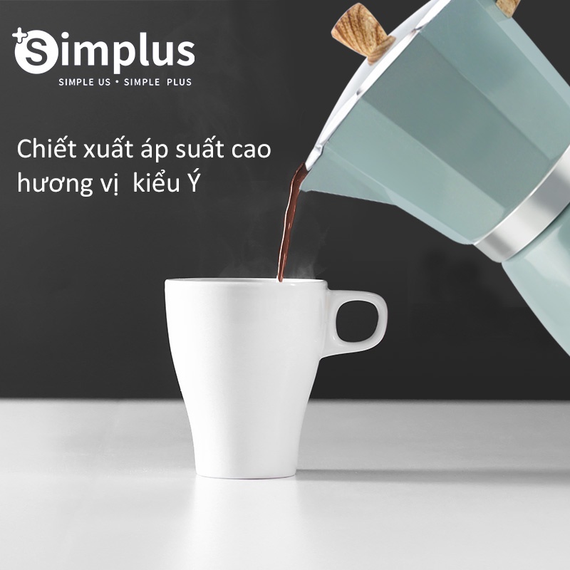 Simplus Ấm Pha Cafe - Bình Pha Moka Kiểu Ý Thiết Bị Pha Cà Phê Cầm Tay Tiện Lợi Thích Hợp Cho Bếp Từ