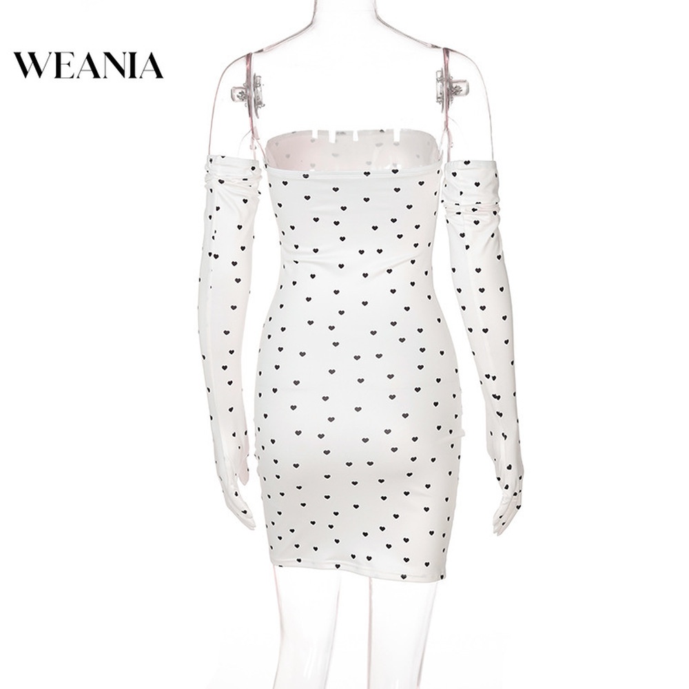 Đầm Ôm Trễ Vai In Họa Tiết Trái Tim Quyến Rũ Cho Nữ