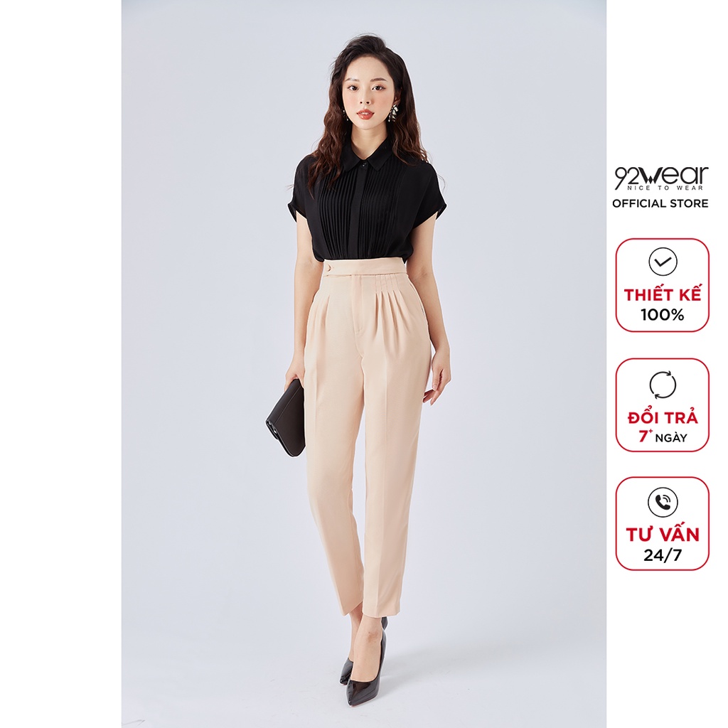 Áo sơ mi voan nữ công sở 92WEAR đủ màu thiết kế gấp ly thân trước ASA1044 | BigBuy360 - bigbuy360.vn