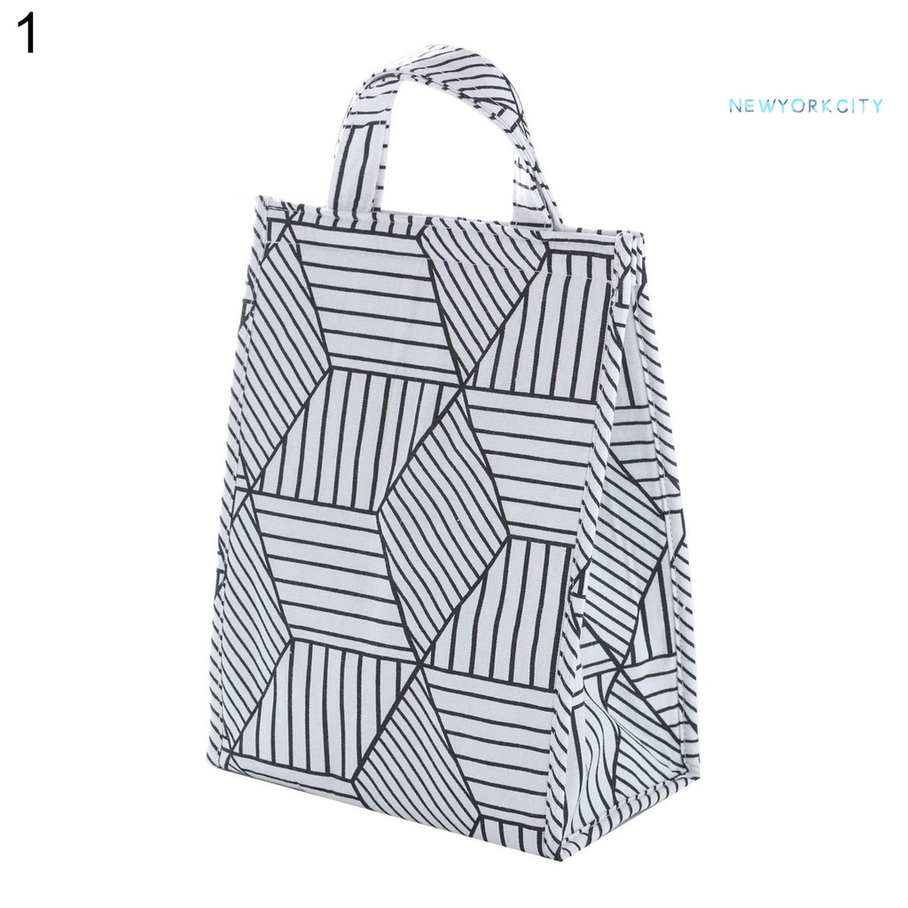 Túi Giữ Nhiệt Đựng Hộp Cơm Trưa Họa Tiết Kẻ Sọc Chống Thấm Nước Tiện Dụng