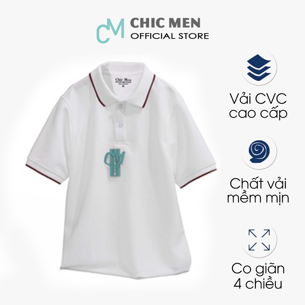 Áo POLO nam cổ trụ, vải INTERLOCK, form regular, bo đỏ- CHICMEN