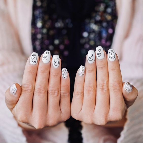 Sticker 3D Face One Line - Hình dán móng R355