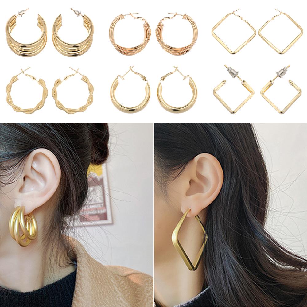 Khuyên Tai Kim Loại Dạng Vòng Thời Trang