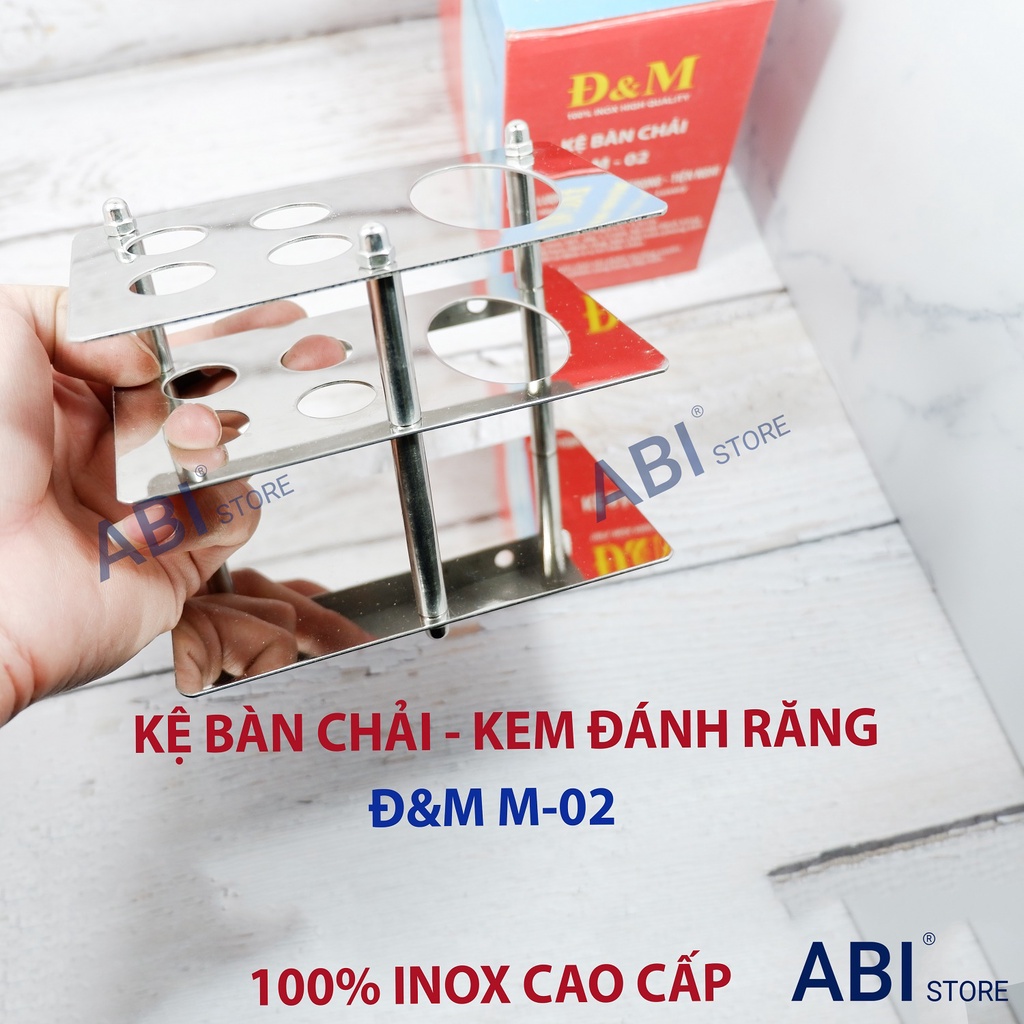 Kệ đựng bàn chải, kệ cắm kem đánh răng inox cao cấp Đ&amp;M BT202, M-02