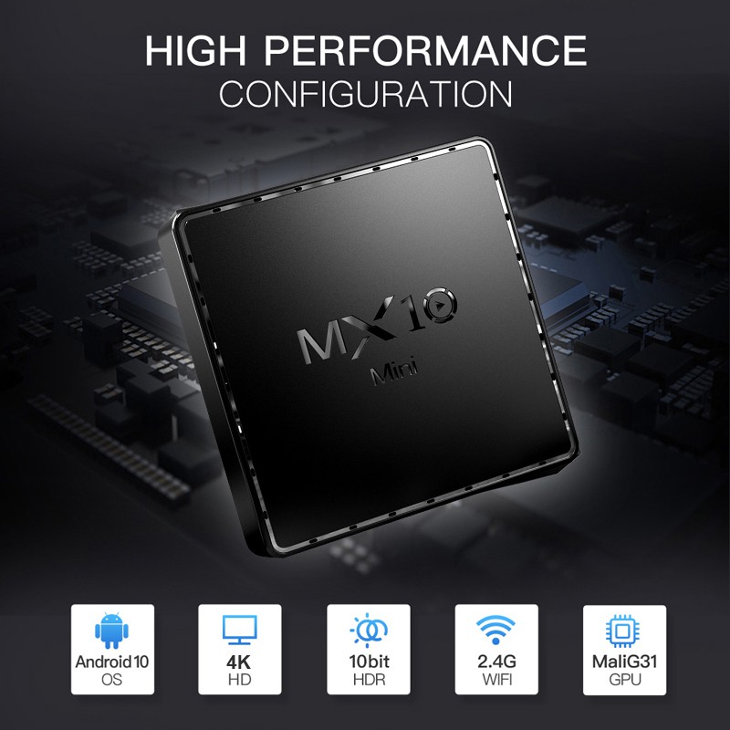 Tivi box Ram 2G bộ nhớ 16G Android 10.0 tv box xem video 4K hỗ trợ giọng nói bảo hành 12 tháng MX10MINI android tv box