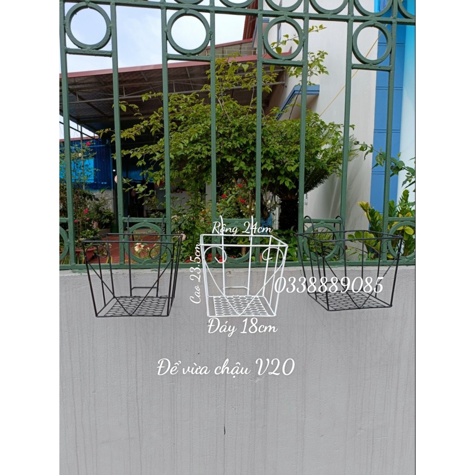 Giỏ Sắt Treo Hoa Ban Công Vuông 20cm - Giá Sắt Vuông Để Chậu Cây