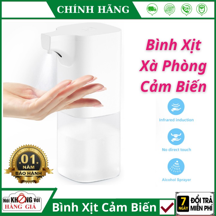 Bình Xịt Xà Phòng Rửa Tay Tự Động máy lấy xà bông cảm biến hồng ngoại 350ml , Tặng viên sủi xà phòng tạo bọt an toàn