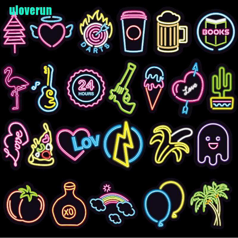 Set 100 Miếng Dán Màu Neon Dễ Thương Trang Trí Hành Lý DIY