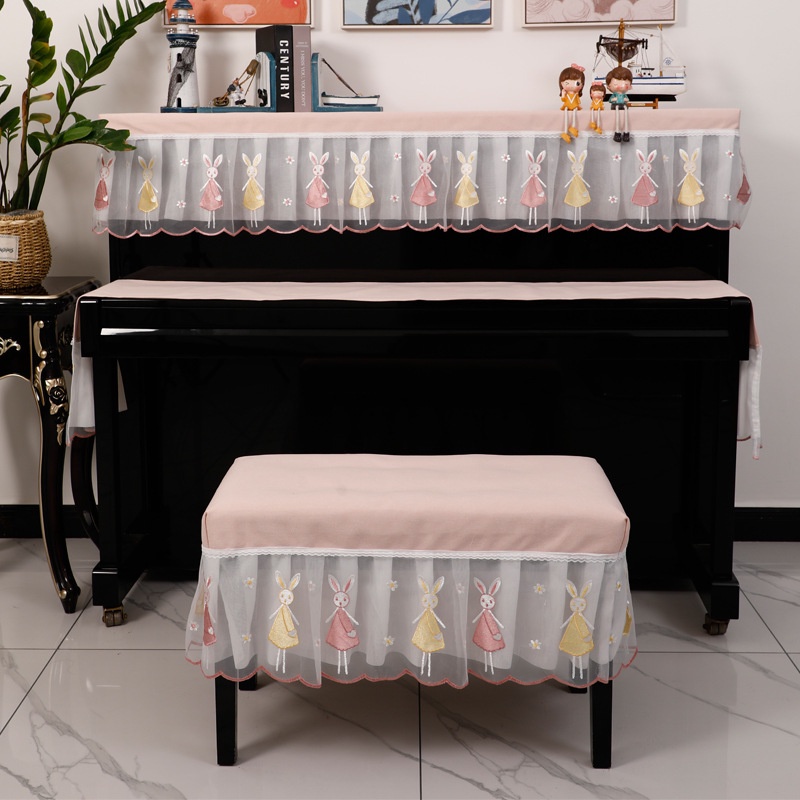 ❀⋮ Chụp Chống Bụi Cho Đàn Piano Thỏ Nhỏ Phủ Một Nửa Vải Đàn Piano Phủ Vải Bọc Ghế Đàn Piano Phủ Đầy Đủ Phong Cách Bắc Âu