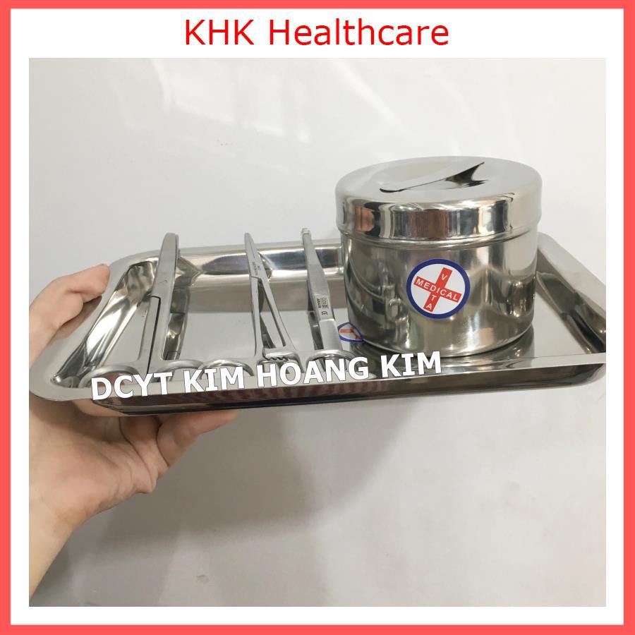 Bộ dụng cụ y tế gia đình cơ bản (dụng cụ sơ cứu inox) KHAY1723,N14,K16,P16, HGD7.5