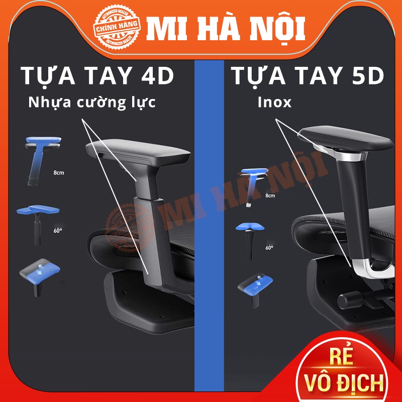 Ghế Xoay Công Thái Học Xiaomi Youpin HBADA 4D 5D Lưng Kép Chuẩn Ergonomic 1S / HDNY163 - GHẾ VĂN PHÒNG CÔNG THÁI HỌC