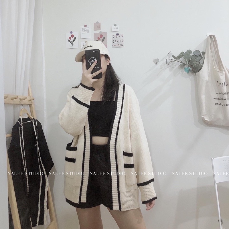 Len cardigan viền chất đẹp