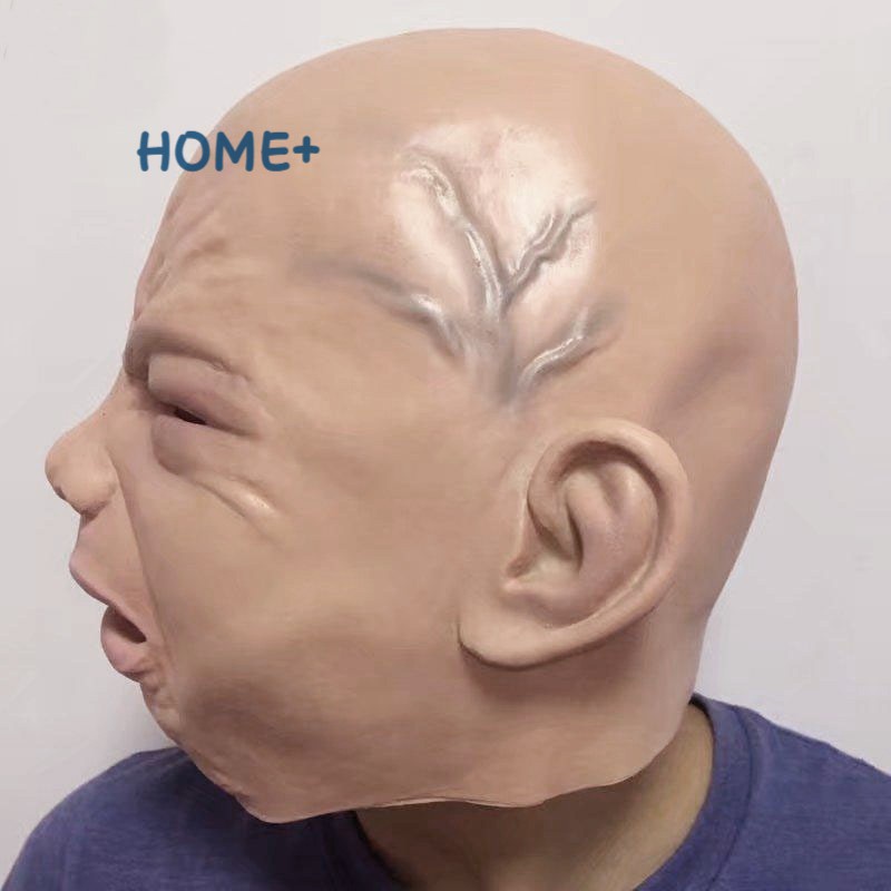 Ts tiktok Realistic Creepy Crying Baby Mask Latex Full Head Horrible Masks For Haunted House Halloween Party Cosplay Costume Props Tik Tok