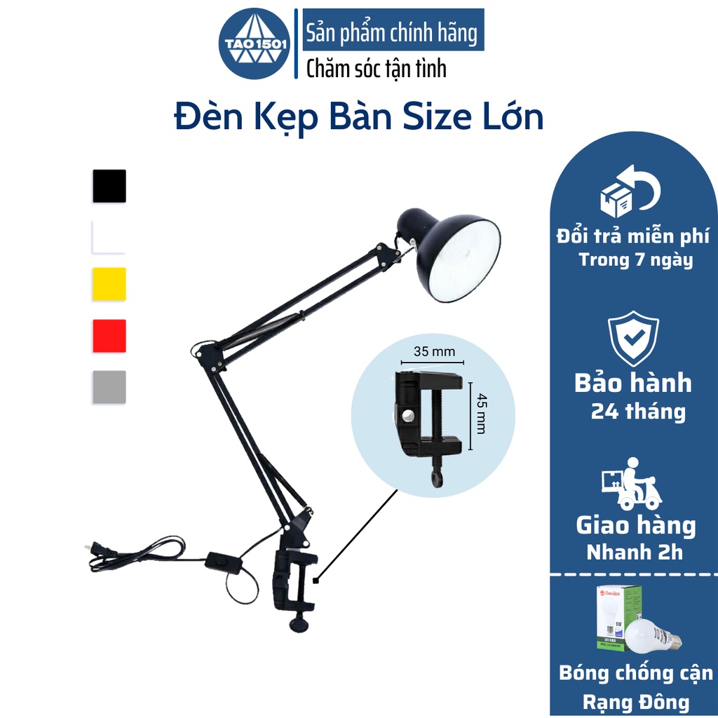 Đèn Học Kẹp Bàn Đọc Sách Làm Việc TAO1501. Bóng LED Chống Cận Thi Bảo Vệ Mắt