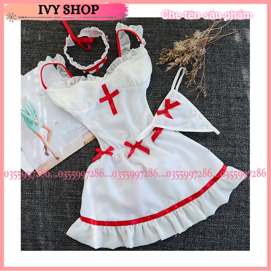 Váy Ngủ Nữ Hở Lưng Sexy Cosplay Y tá, Yếm Ngủ Buộc Dây Freesize Chụp Ảnh Indoor Studio Gợi Cảm - YtaN187 | BigBuy360 - bigbuy360.vn