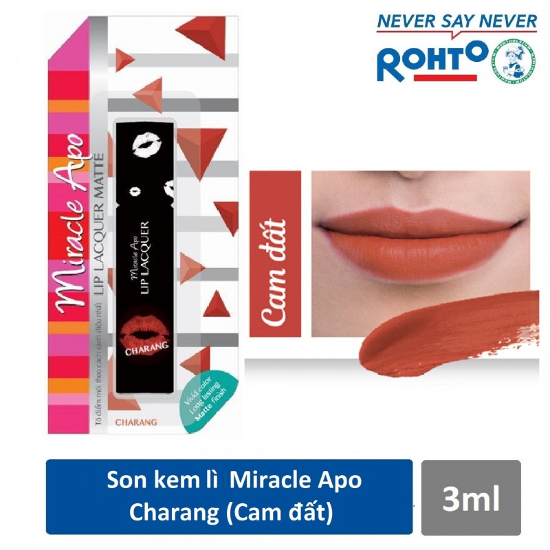 Son kem lì Miracle Apo Lip Lacquer Matte 3ml- Cam đất .