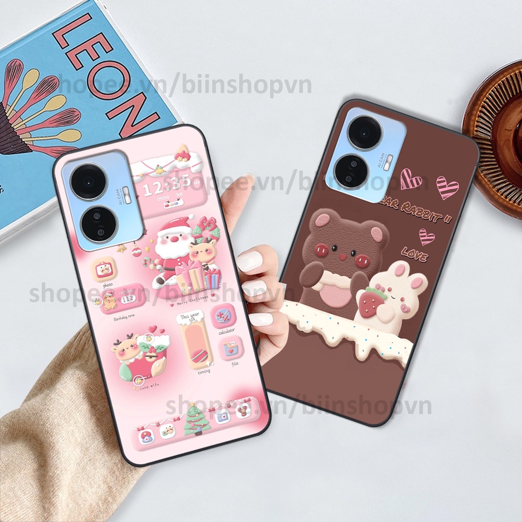 Ốp Vivo Y55 2022 in hình gấu chocolate kẹo ngọt siêu đẹp siêu xinh