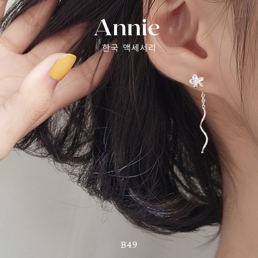 Bông tai hoa bạc 5 cánh phong cách đơn giản cá tính ANNIE - B49