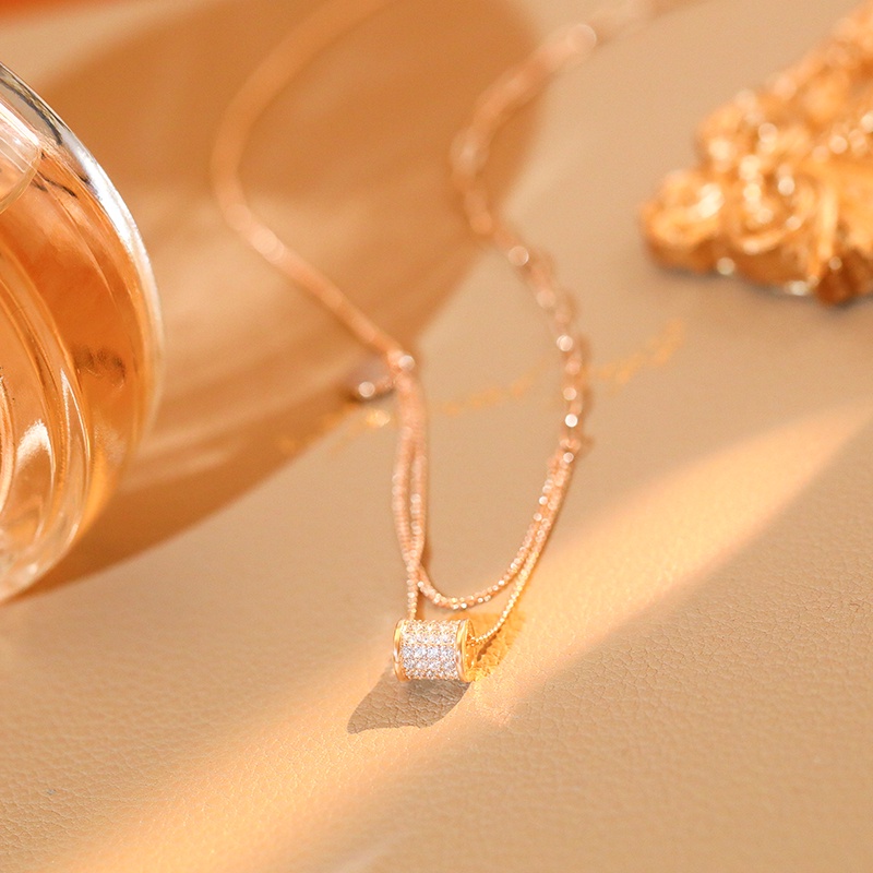 [Jiudolan] Dây Chuyền Đôi Eo Nhỏ Đính Đá Zircon Màu Vàng Hồng Tinh Tế Dễ Phối Đồ