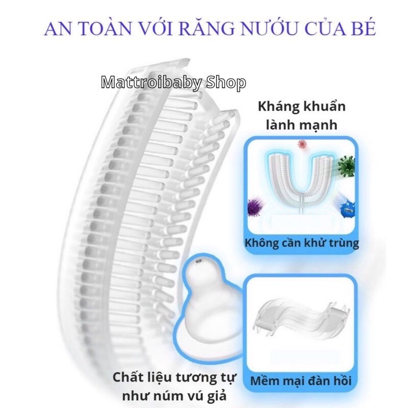 Bàn Chải Đánh Răng Cho Bé - Bàn Chải Đánh Răng Trẻ Em Hình Chữ U - Silicon Siêu Mềm Cho Bé Từ 2- 6 Tuổi