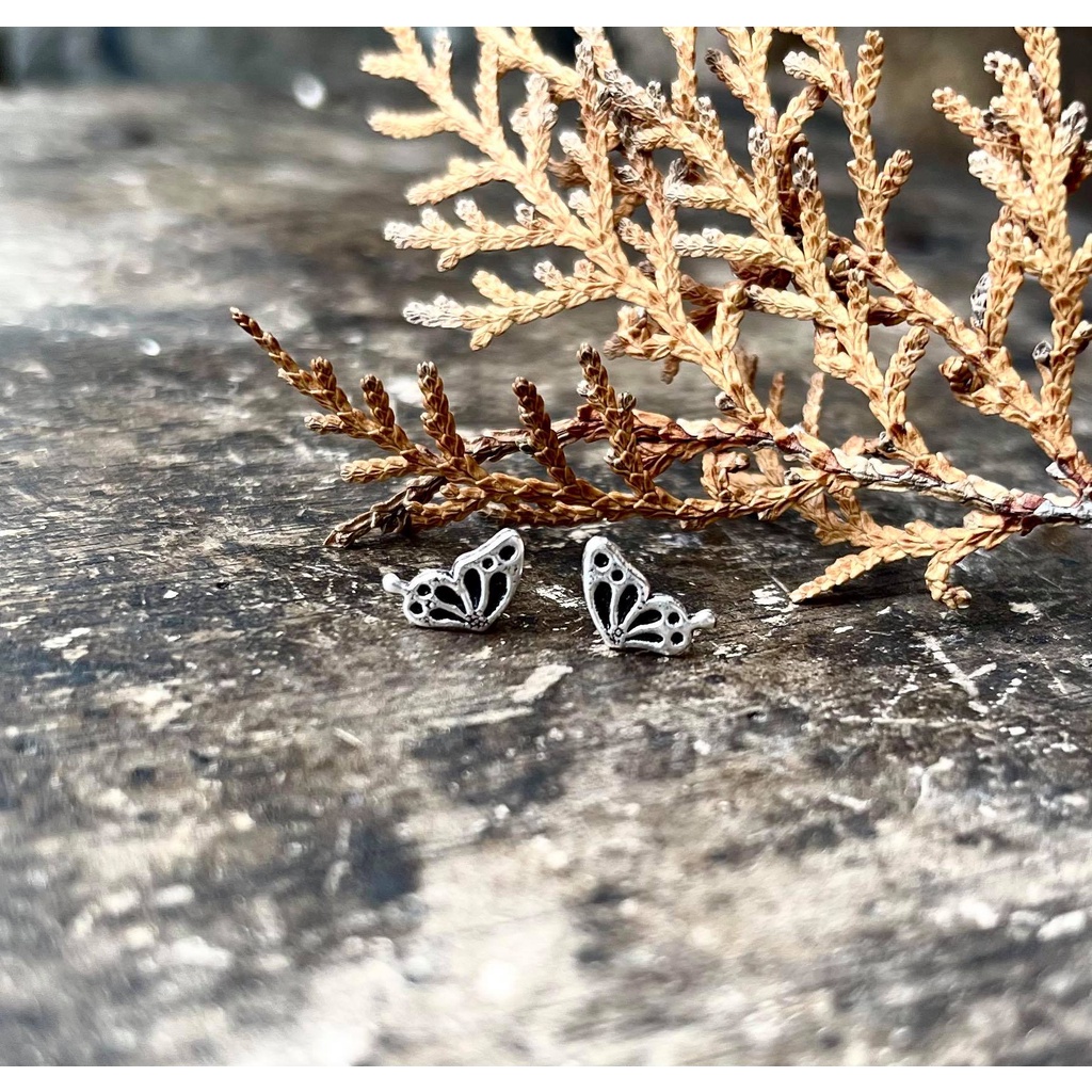 Bông Tai Bạc Nữ 925 - Hình Bướm Hoạ Tiết Oxidize Độc Lạ - KaT Jewelry