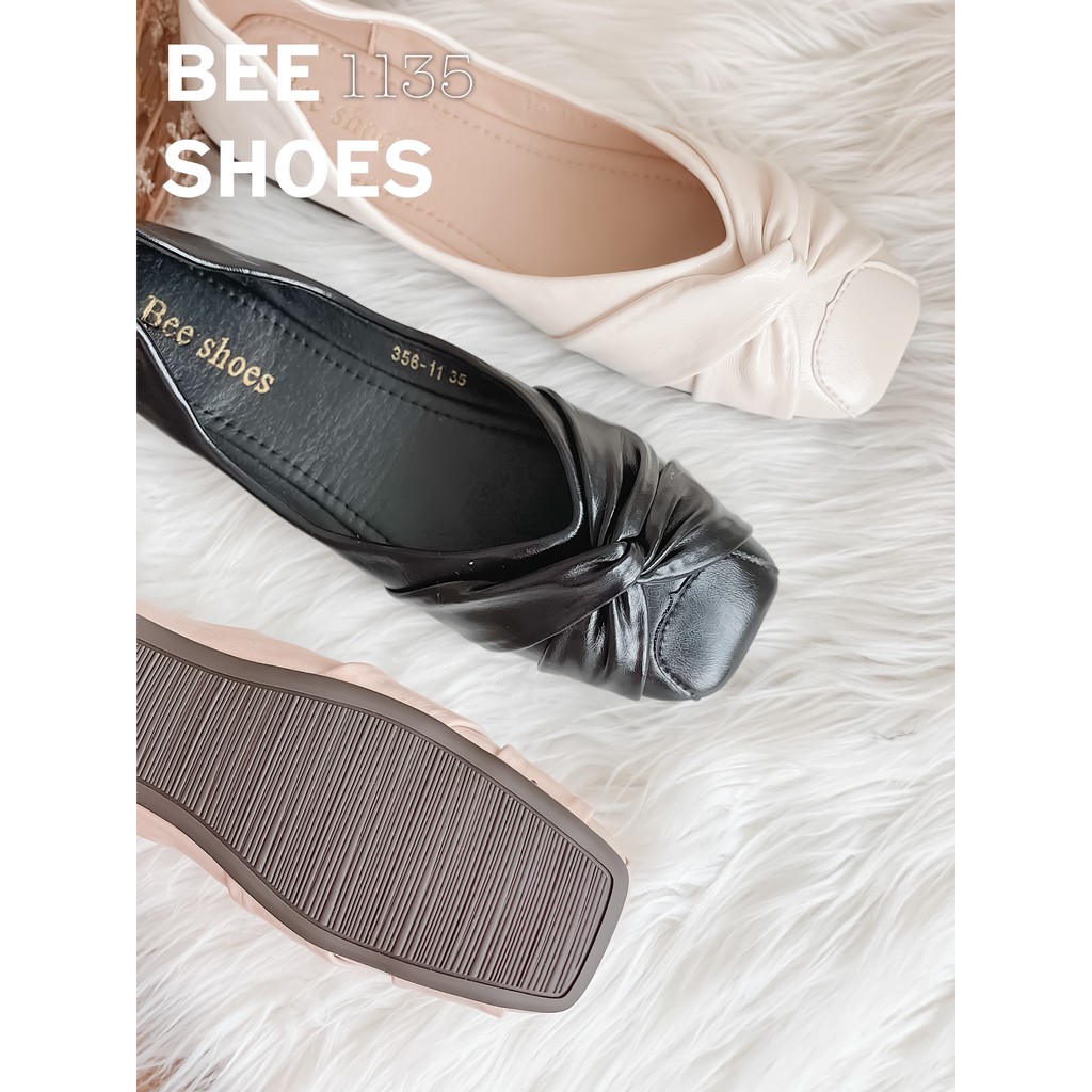 BEESHOES - GIÀY BÚP BÊ NỮ MŨI VUÔNG ĐẾ BỆT - GIÀY BÚP BÊ NỮ MŨI VUÔNG ĐẾ BỆT SẴN MÀU ĐEN - KEM - HỒNG ĐẤT 201135