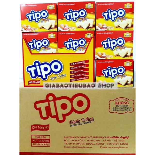 Lốc 12 Hộp Bánh Trứng TIPO Hữu Nghị 39gr