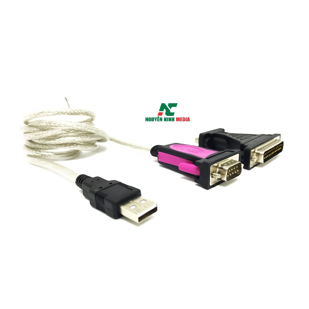 Cáp USB To Com RS232 Z-TEK ZE400 Và Cổng Chuyển 9 Chân Âm Ra 25 Chân Dương LPT