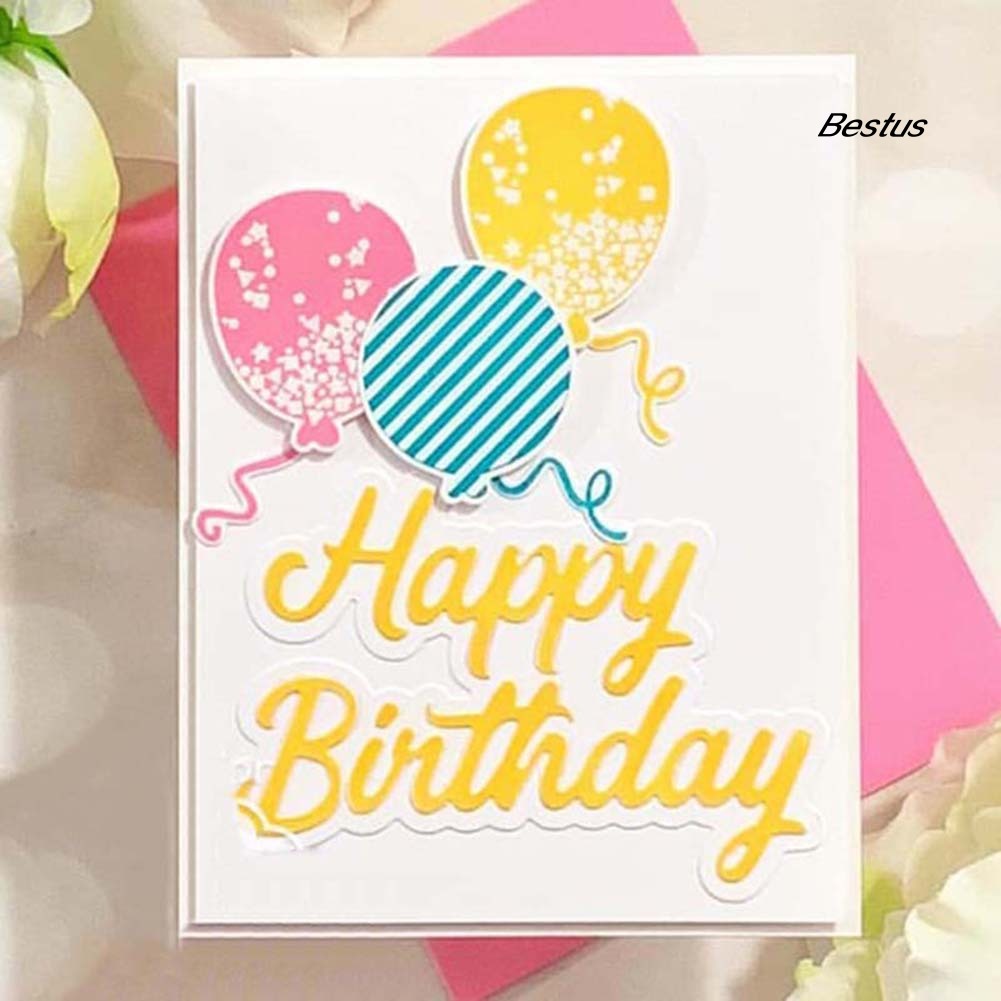 Khuôn Cắt Giấy Làm Từ Kim Loại Hình Chữ Happy Birthday Trang Trí Scrapbook