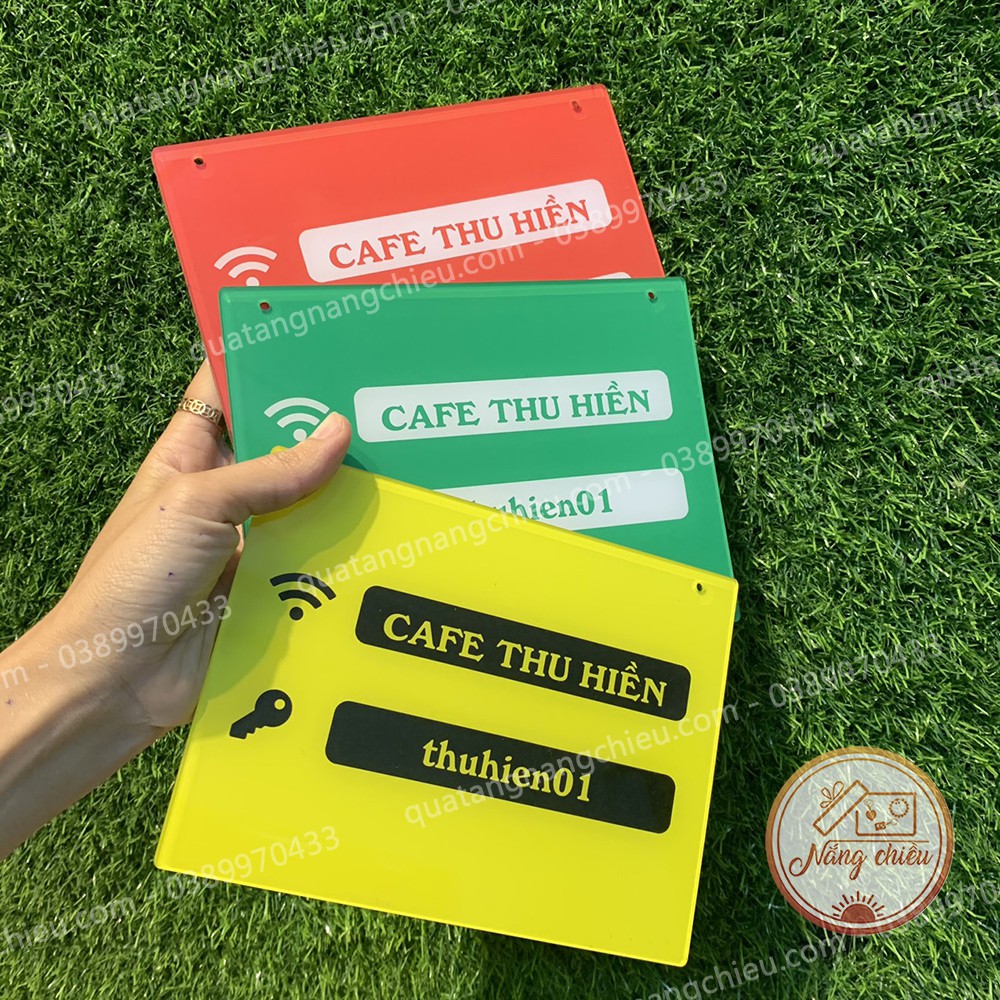 Bảng thông tin Wifi bằng mika , biển wifi ,  bảng thông báo mật khẩu wifi  bằng chất liệu mica, màu sắc tươi sáng