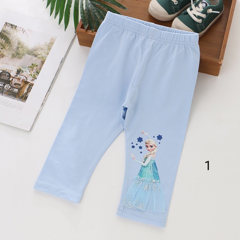 Quần legging bé gái RIO- Quần legging lửng bé gái hình elsa, anna, nàng tiên cá chất cotton thun lạnh bé gái hàng có sẵn