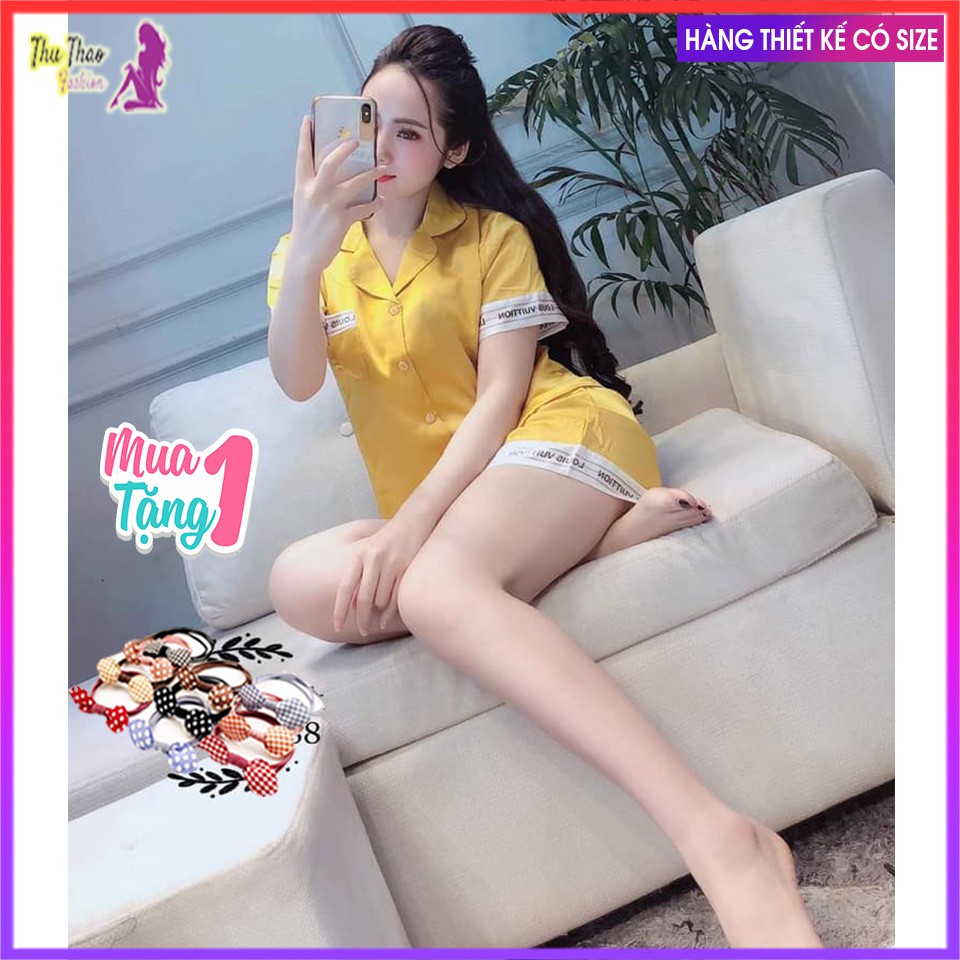 [𝗕𝗼̣̂ 𝗡𝗴𝘂̉ 𝗟𝘂̣𝗮 𝗩𝗶𝗲̂̀𝗻 Đ𝘂̀𝗶]-Bộ Lụa Pijama Chữ Ký Tay Cộc Quần Đùi-Chất Đẹp-Hàng Thiết Kế | BigBuy360 - bigbuy360.vn