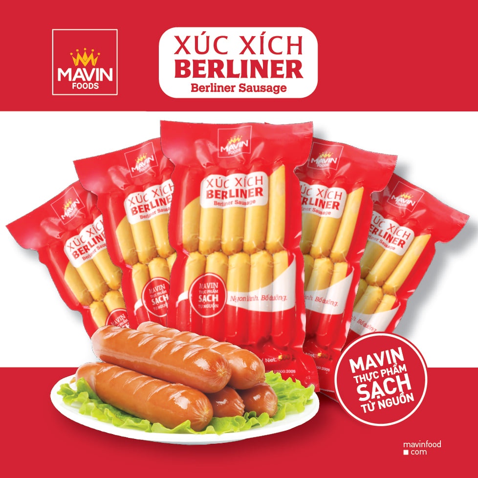 Đồ xiên nướng, chiên rán cao cấp Xúc Xích HÔNG KHÓI BERLINER - Túi 500g [GIAO HÀNG TẠI HÀ NỘI] Hương vị tự nhiên