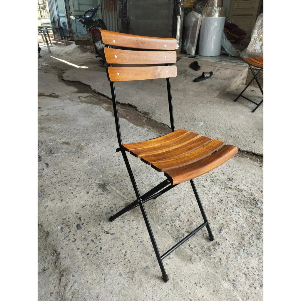 Ghế gỗ fanxipăng loại lớn, chân sắt chắc chắn phù hợp quán cà phê, dã ngoại gia đình tiện lợi - Nội Thất Tuân Kiệt