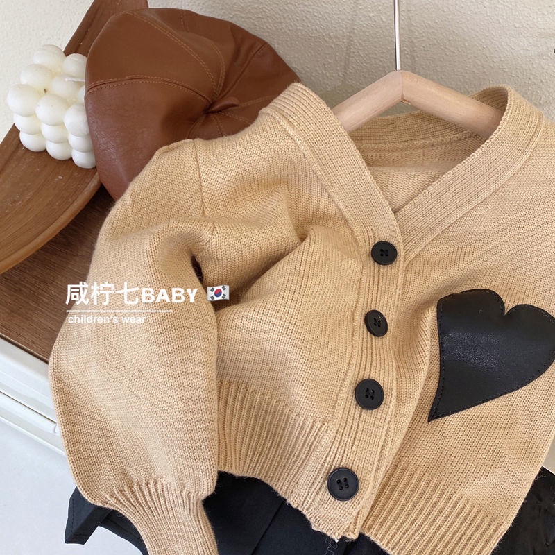 Bộ Áo Khoác Cardigan Dài Tay + Chân Váy Xếp Ly 5 Món Phong Cách Phương Tây Thời Trang Xuân Thu Cho Bé Gái