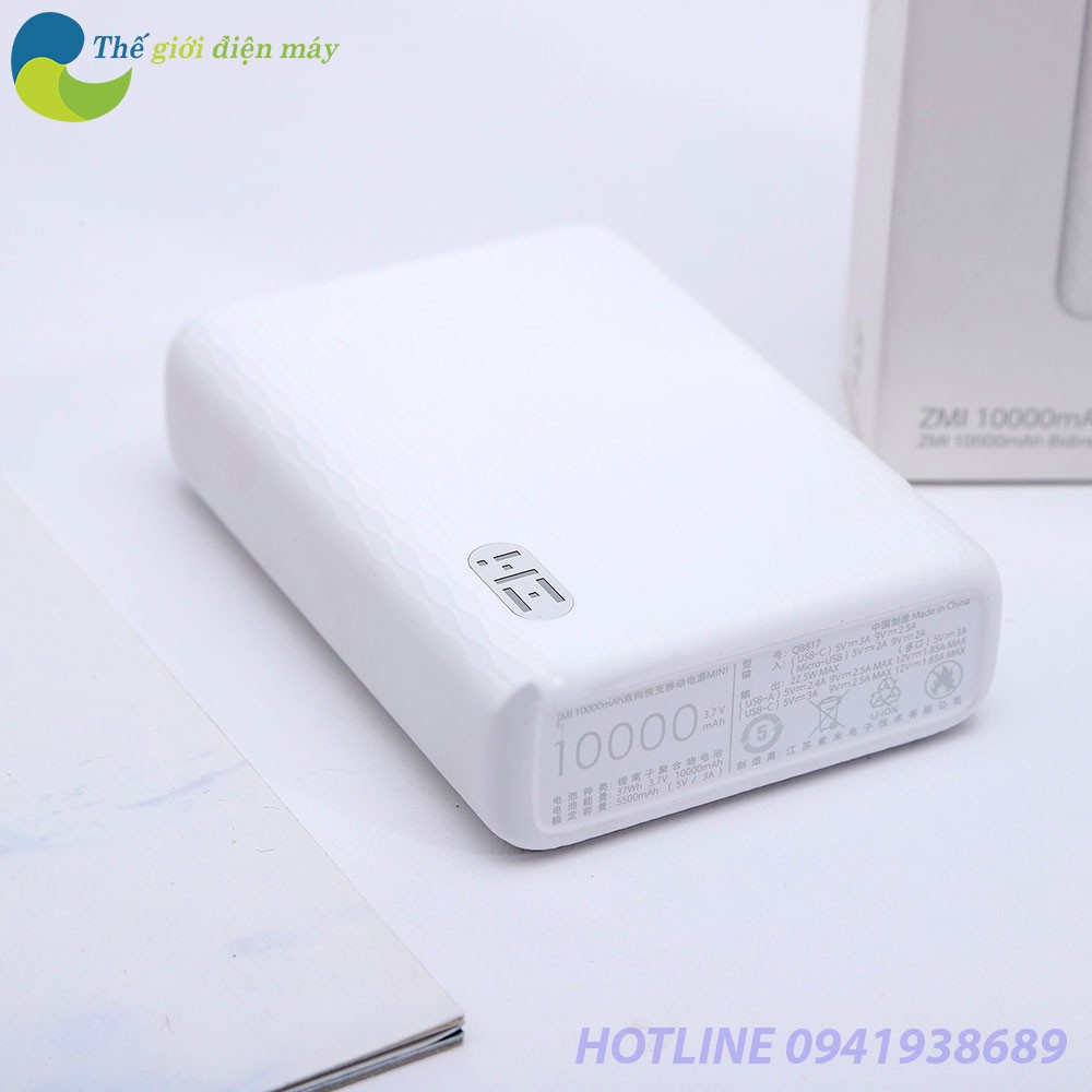 Pin sạc dự phòng 10000mAh mini Xiaomi ZMI QB817 - Bảo hành 1 tháng - Shop Thê Giới ĐIện Máy