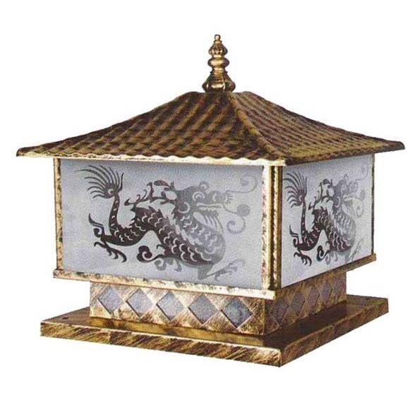 (RẺ VÔ ĐỐI)Bộ 2 Đèn trụ cổng hình rồng D250mm gắn đầu cột trụ cổng