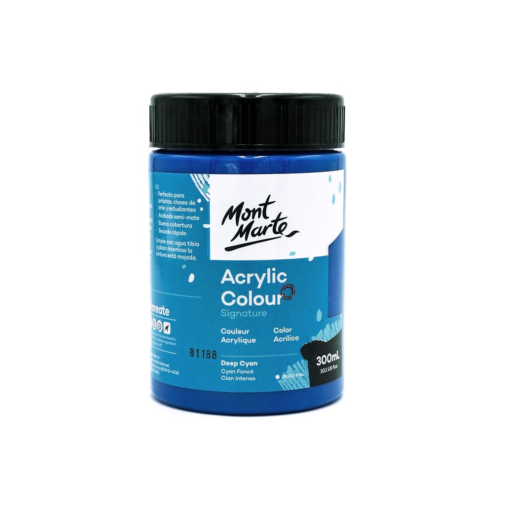 Màu Acrylic Mont Marte 300ml - Deep Cyan - Acrylic Colour Paint Signature 300ml (10.1oz) - MSCH3060