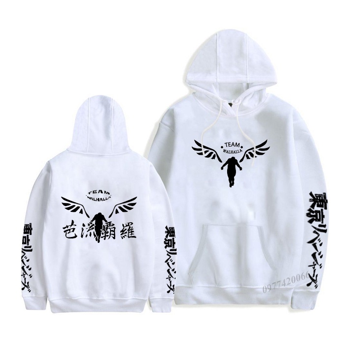 BST hoodie trắng in hình tokyo revengers Team vahala form áo rộng mặc thoải mái | BigBuy360 - bigbuy360.vn